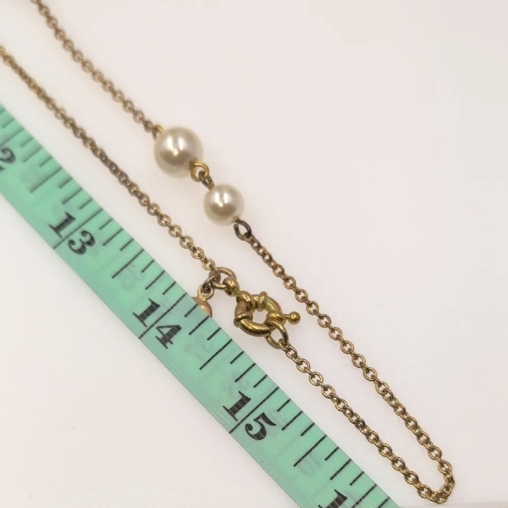 J. Crew Gold and White Pearl Bead Necklace